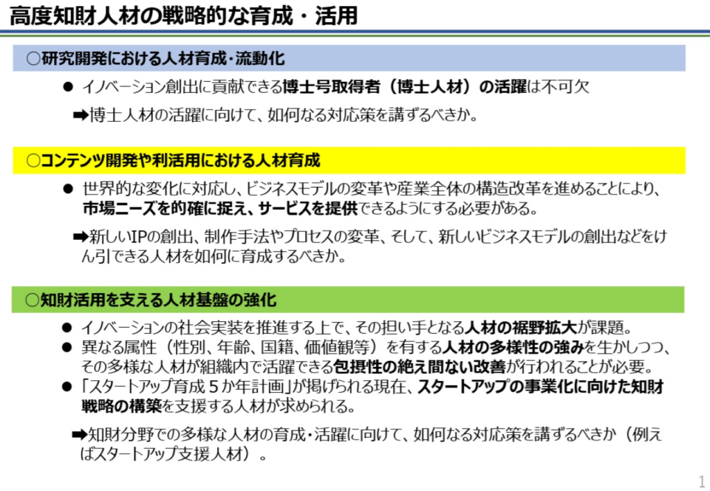 高度知財人材の戦略的な育成・活用